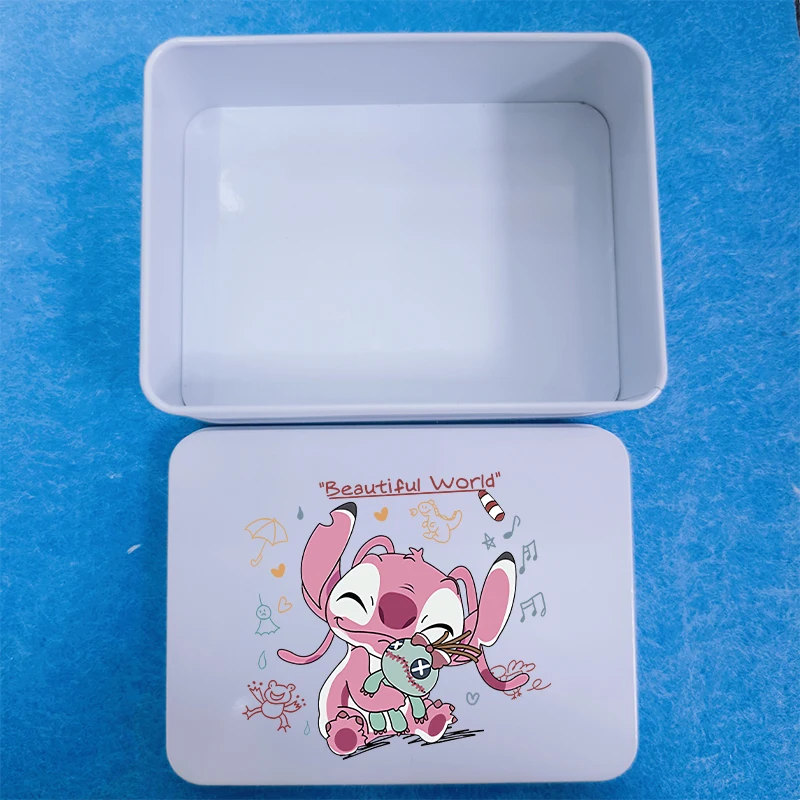 جديد غرزة الكرتون أنيمي صفيح صندوق مع غطاء غطاء Kawaii سعة كبيرة الأبيض مستطيلة صور مجوهرات الحلوى حقيبة للتخزين