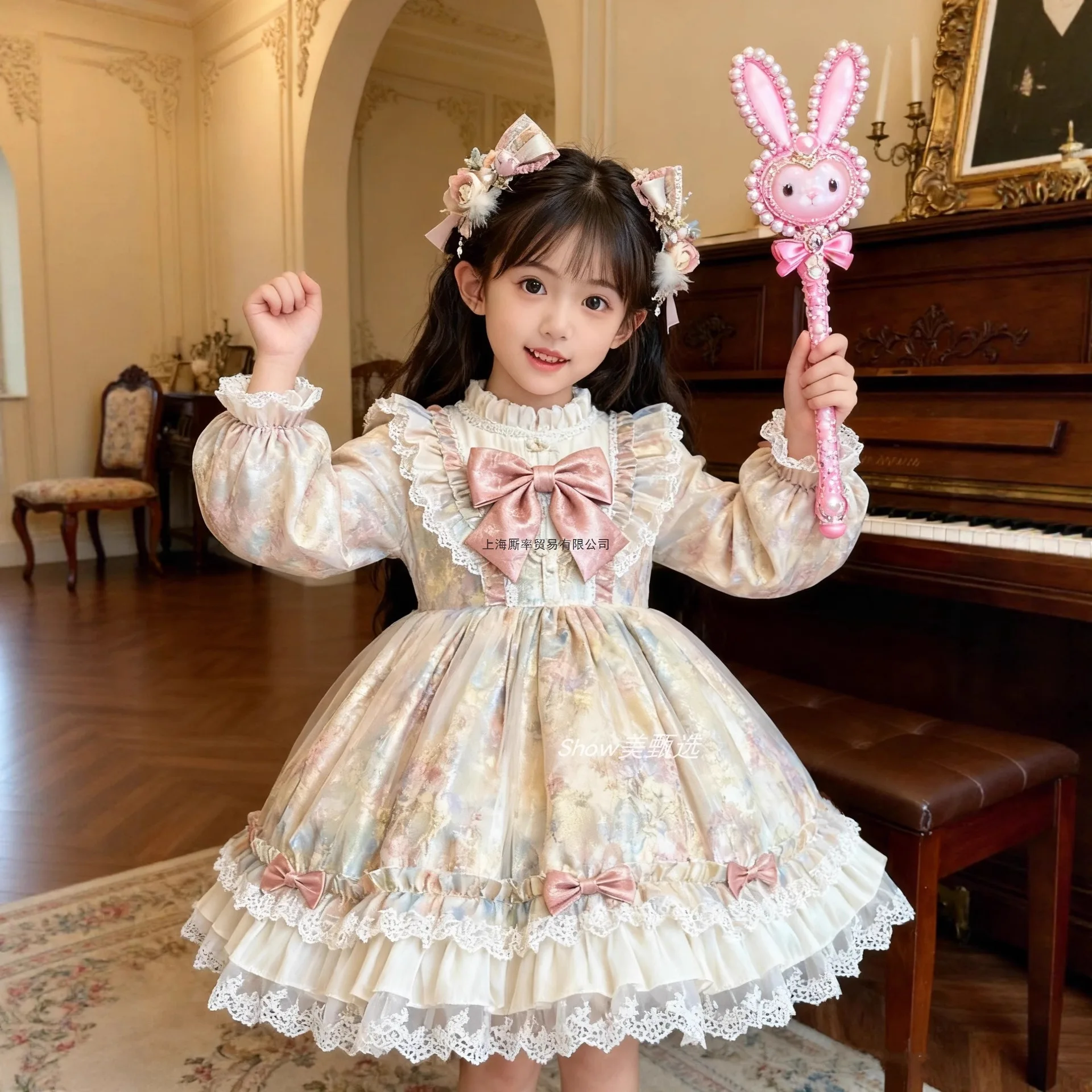 Girl Autumn Winter Long Sleeves Lolita Princess Dress Children's Birthday Party Dress Exquisite Dresses Cute Clothes Kid Costume