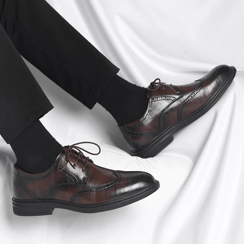 

Men's Business Leather Shoes Casual gentleman style Classic Work Office Black Brown Luxury adult high-quality shoes outdoor