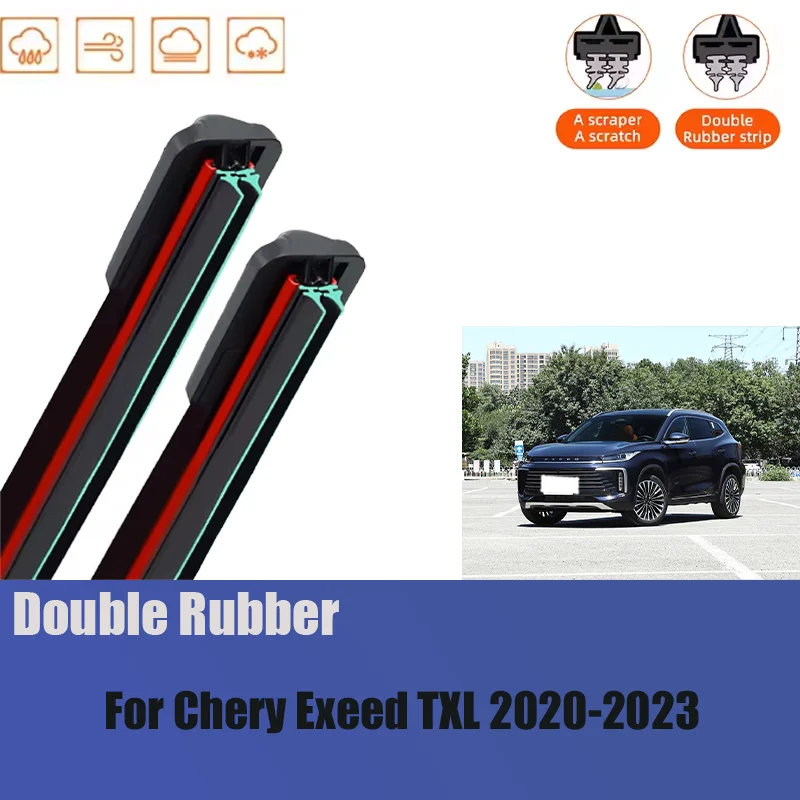 

For Chery Exeed TXL 2020-2023 Front Wiper Blades Boneless Frameless Rubber Cleaning