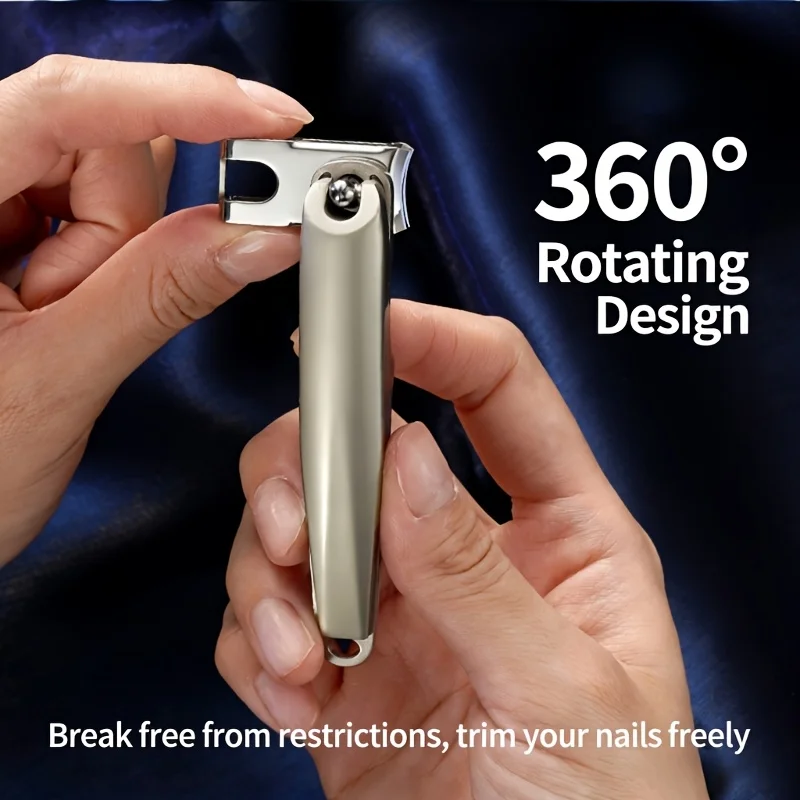 360 Rotation Stainless Steel Splash-Proof Nail Clippers Suitable for Thick/Hard Nails - Concave Trimmer with Debris Collection