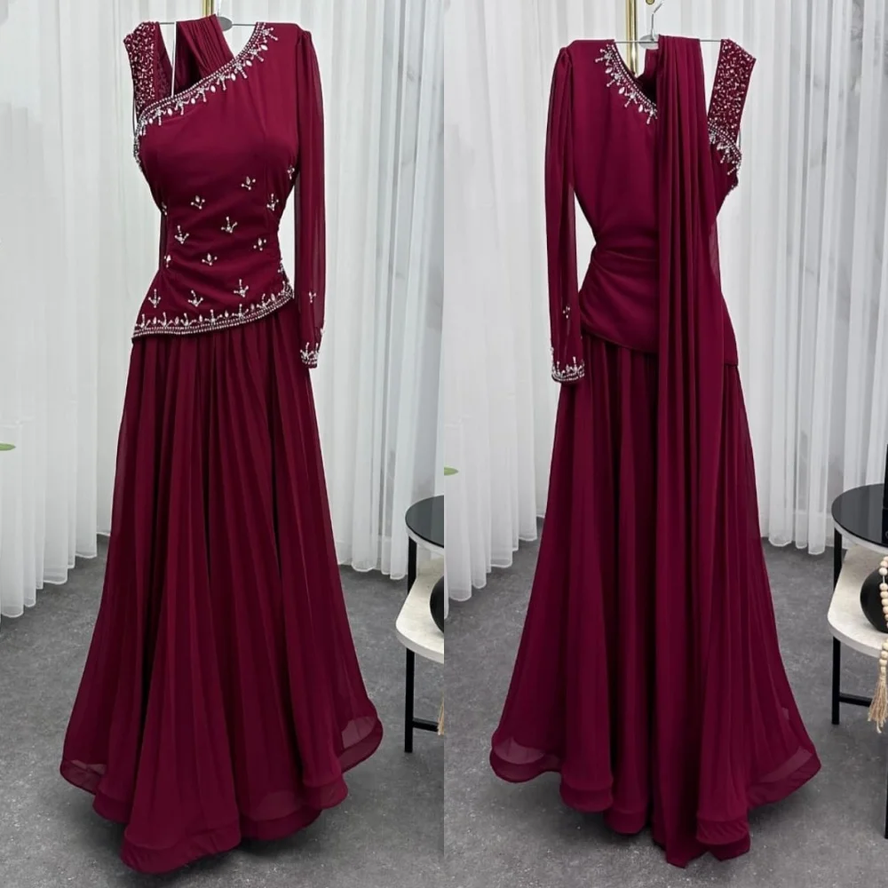 

Customized Intricate Jersey Sequined Pleat A-line One-shoulder Long Dresses Bespoke Occasion Exquisite Matching