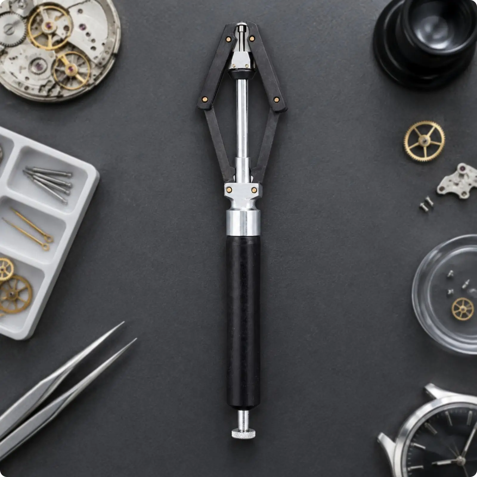 Watch Hand Puller Industrial Pliers Tool for Repairing Watches with Manual Screw Mechanism and Forked Lifting Surface