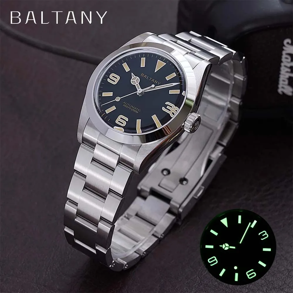 Baltany Vintage Explorer omaggio orologi meccanici automatici da uomo S4056 NH38 acciaio inossidabile impermeabile luminoso reloj hombre