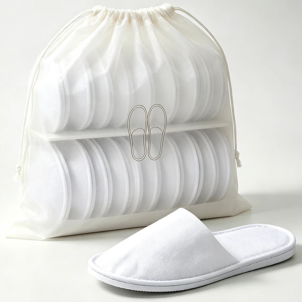 Disposable Slippers White Thick Non Slip Individually Wrapped Unisex Guest Slipper for Hotel Travel Spa Beauty Salon Hospitality