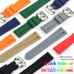 Quick Release Silicone Watch Band 20mm 22mm 24mm 26mm Universal Replacement Wristband Strap for Panerai Bracelet Accessories