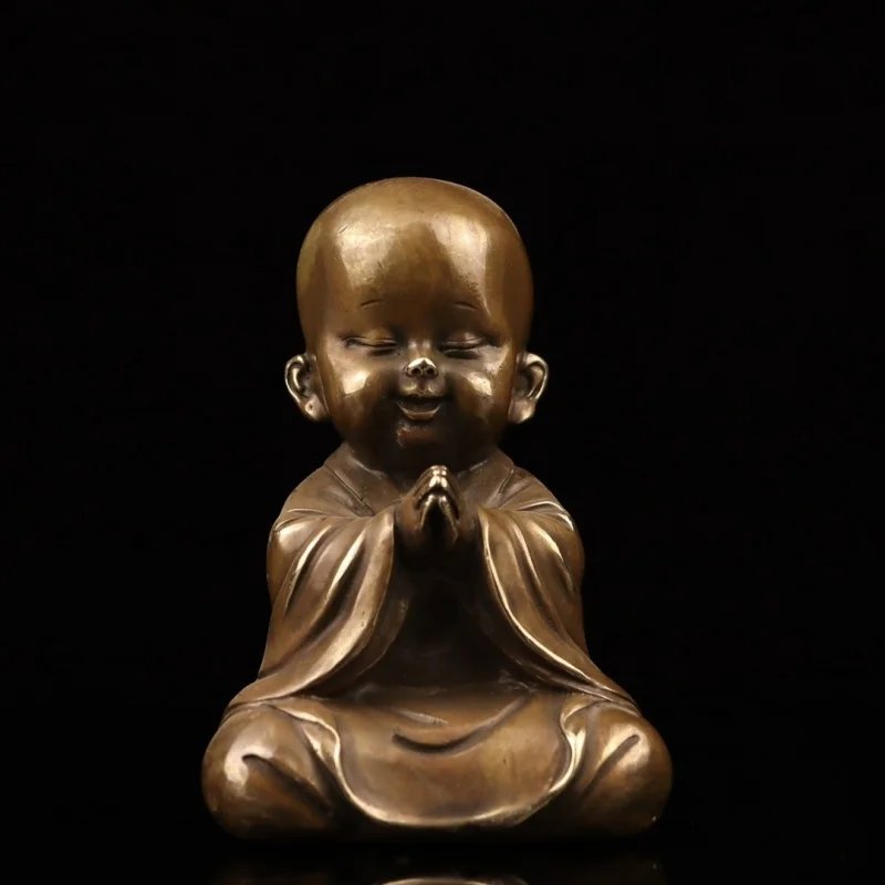 

Premium Bronze Figurine Antique Style Little Monk Ornament Copper Zen Monk Home Decor Decoration Piece