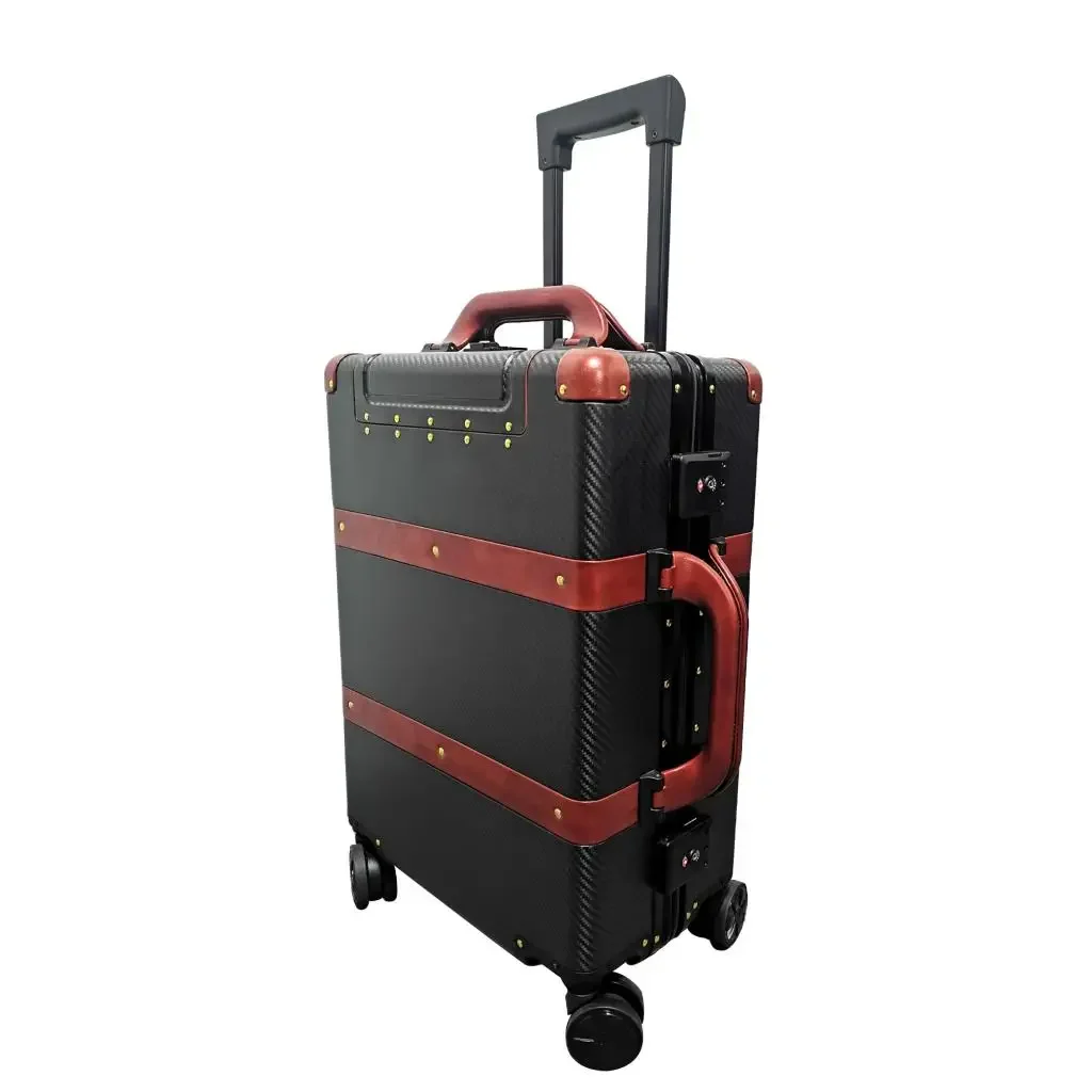 JCSPORTLINE Bagagem universal de fibra de carbono seca de 20 polegadas com carrinho preto de carbono leve Duralble