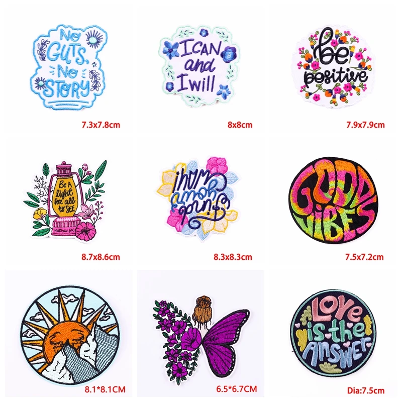 10PCS Kindness Is Magic/Cartoon Embroidery Patch Rainbow Letter Iron On Patches For Clothing Thermoadhesive Patches On Clothes