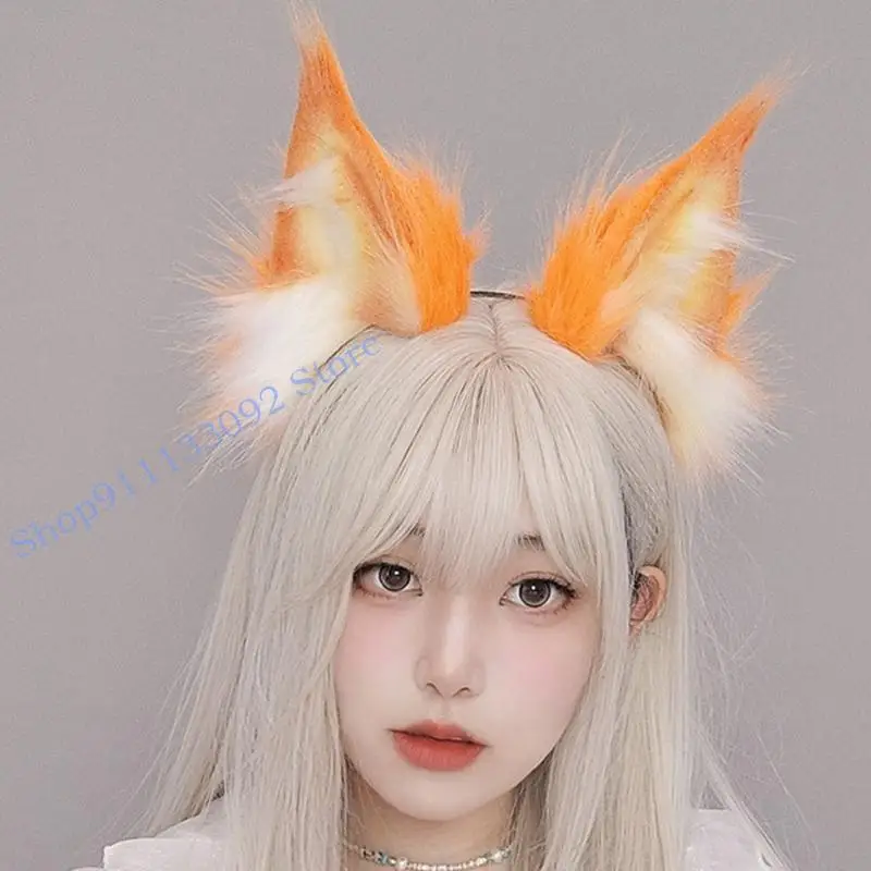 

H9ED Furry Earhoop Hairhoop Cartoon Plush Hairband Animation Costume Costum
