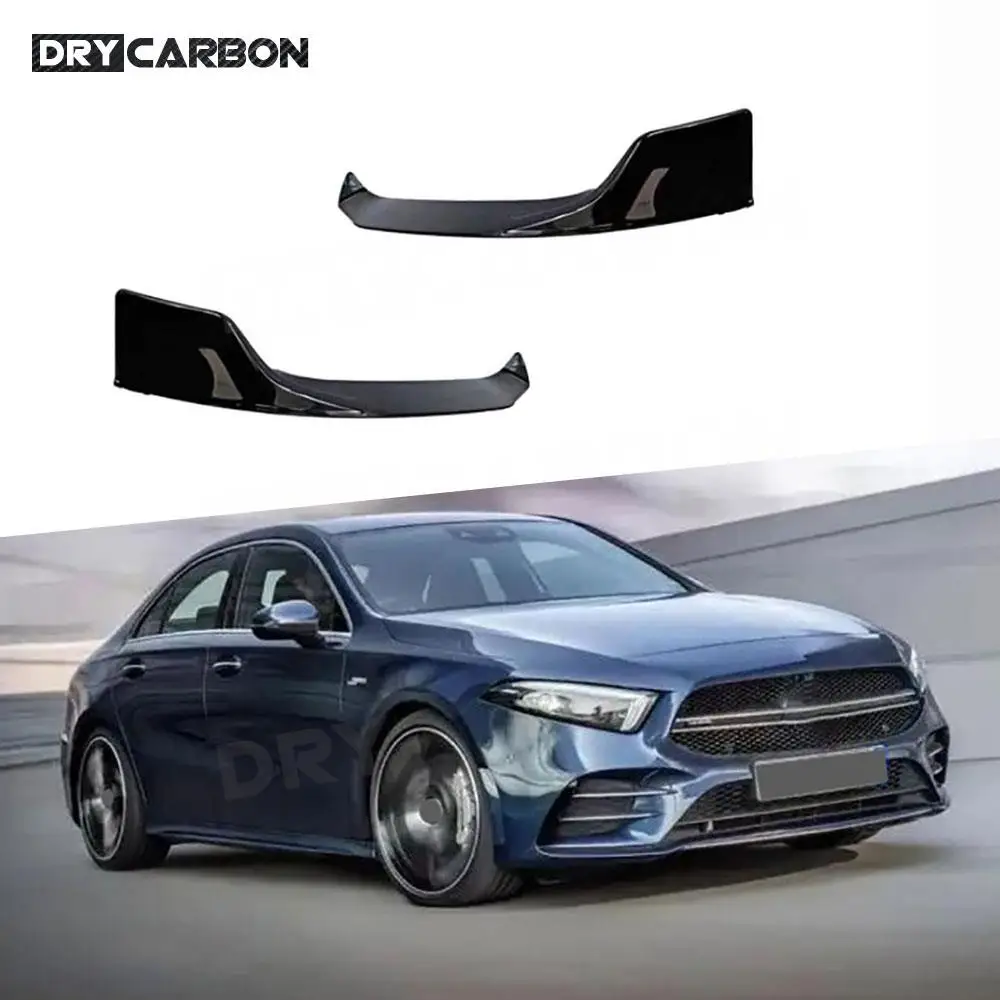 

B Style Gloss Black Front Bumper Lip Splitter Spoiler Side Aprons for Mercedes Benz A Class W177 A35 AMG Sedan 2019-2022