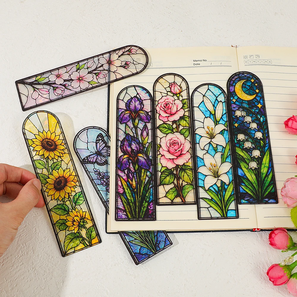 Sparkling Flower Acrylic Marker Bookmark, Durable Handmade Cute Page Marker Beautiful Bookmark Clip for Female Bookworm