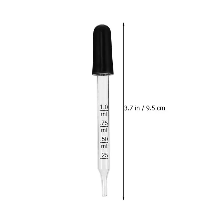 Imagem -03 - Cabeça Reta Vidro Dropper Pipeta Dropper Pipeta Pipeta com Escala Linha 1ml Cabeça Reta Mais Cabeça de Borracha 20 Peças 1ml