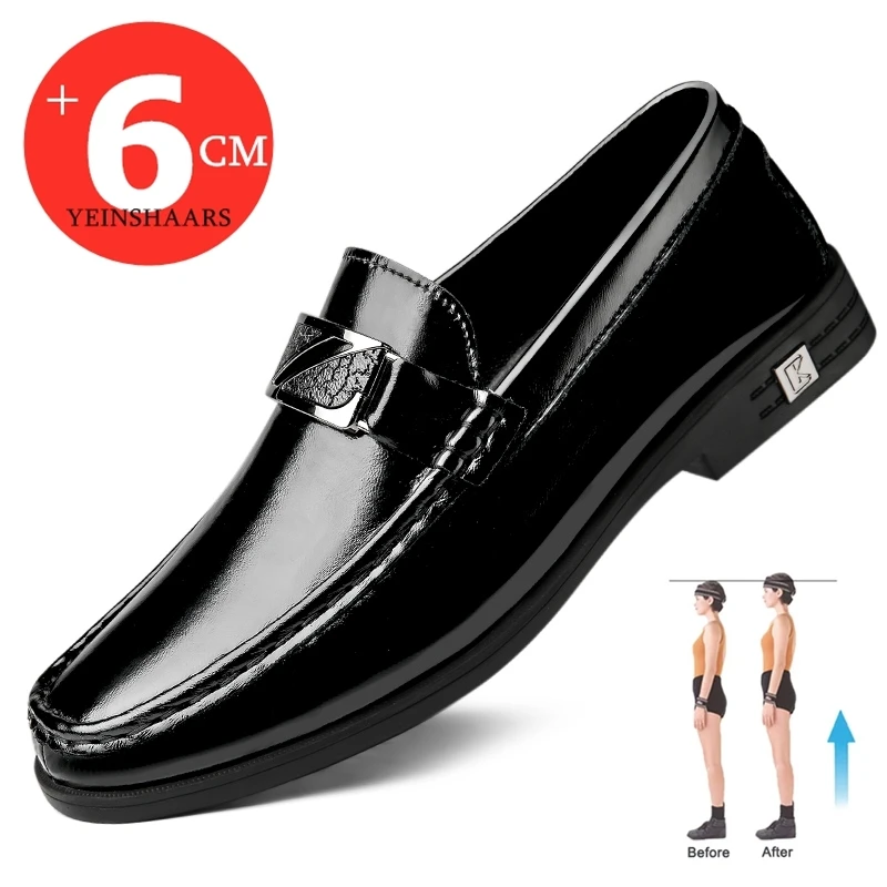 

Formal Dress Men Loafers Flat/5cm Elevator Shoes Men Lift Sneakers Soft Cow Leather Men Casual Height Increase Shoes Taller Shoe