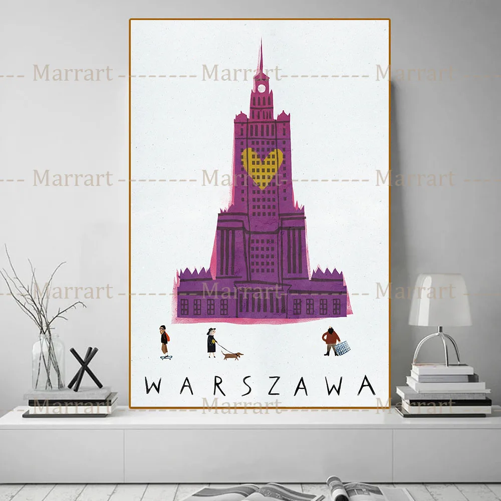 Krakow, Warsaw, Zakobani. Popular mural paintings of Polish travel posters and frameless living room decorations