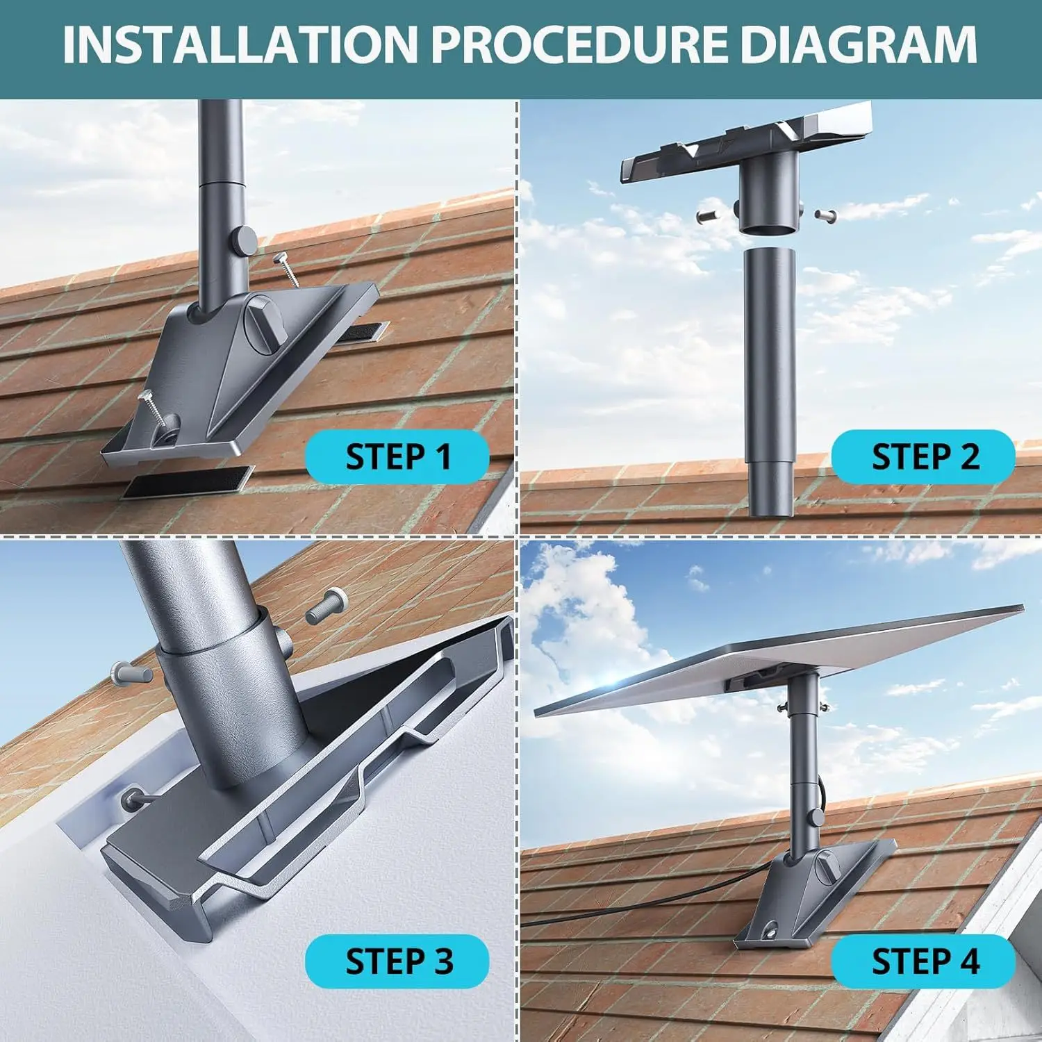 For Starlink Gen 3 Wall Mount Kit,For Starlink V3 Satellite Kit Pipe Adapter And Installation Bracket,Roof Top Exterior Mount