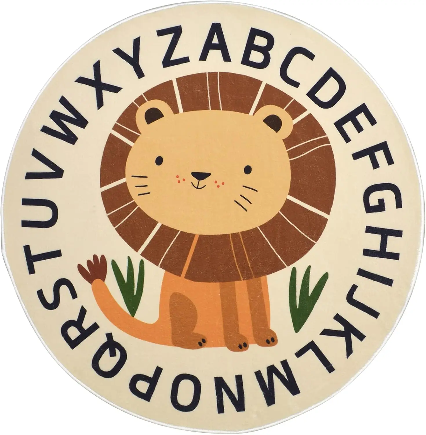 Educational Alphabet ABC Learning Play Rug Mat Nursery Decor Cute Lion Dog Animal Print Soft Plush Floor Carpet for Kids Childre