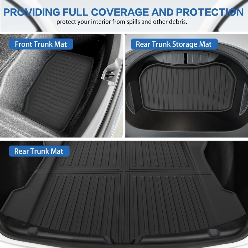 For Tesla Model 3 2024 Highland Floor Mats Cargo Liner Waterproof Anti-slip Trunk Mat TPE Pads Model 3 2024 Highland Accessories