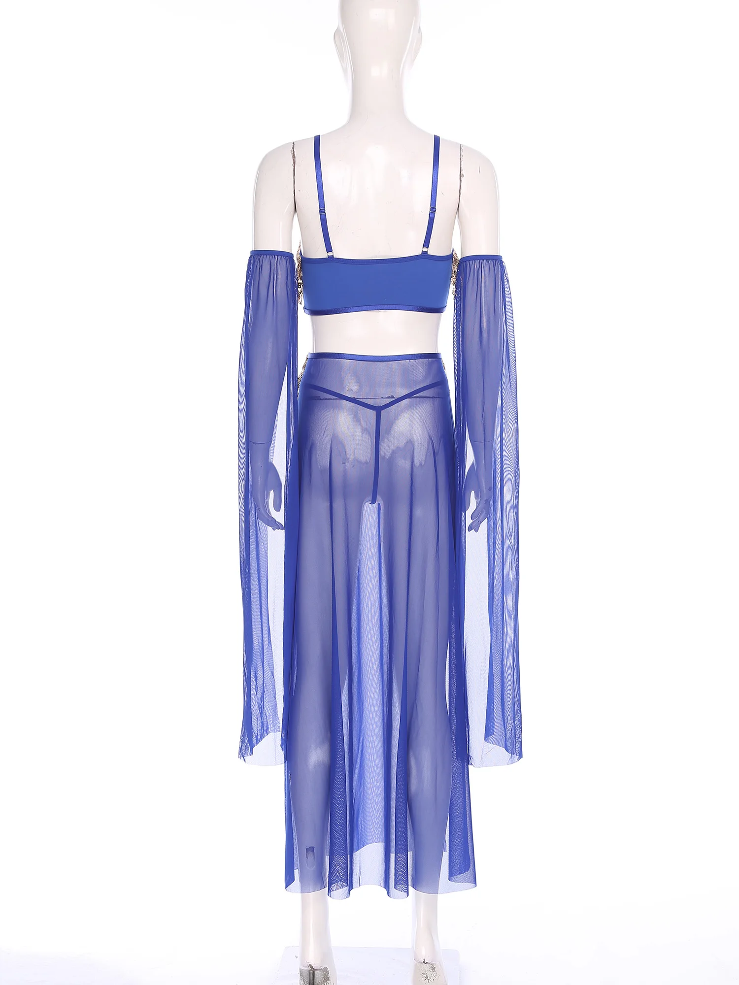 Women Sexy Belly Dance Costumes Sequin Tassel Crop Top and Slit Maxi Skirt with T-back Club Set for Pole Dance Dunhuang Dance