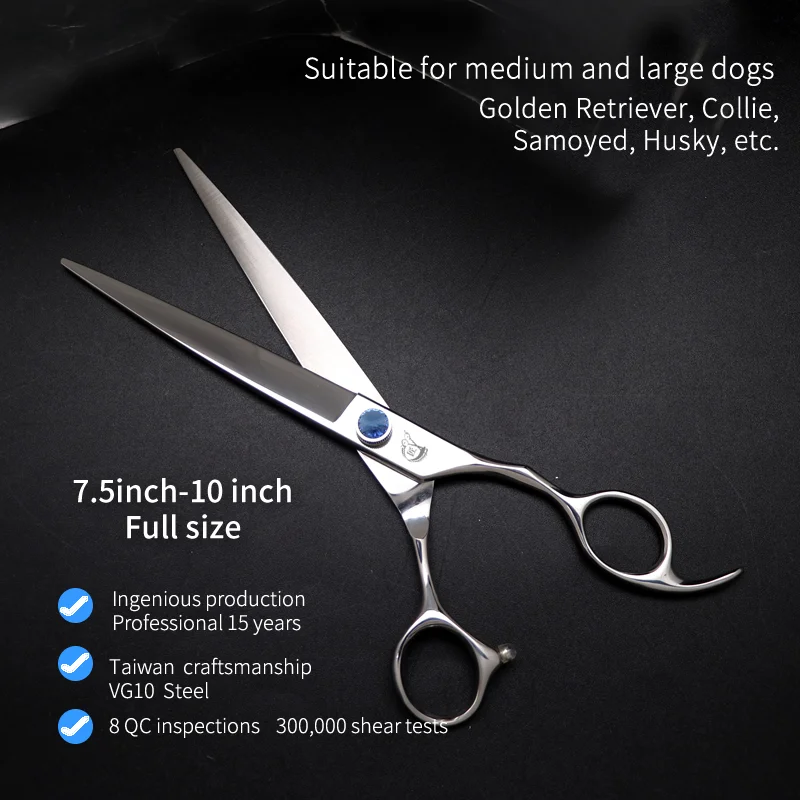 Crane High-end 7/7.5/8/8.5/9/10 Inch Dog Scissors VG10 Steel Dog Grooming Straight Cutting Pet Grooming Shears ножницы tesoura