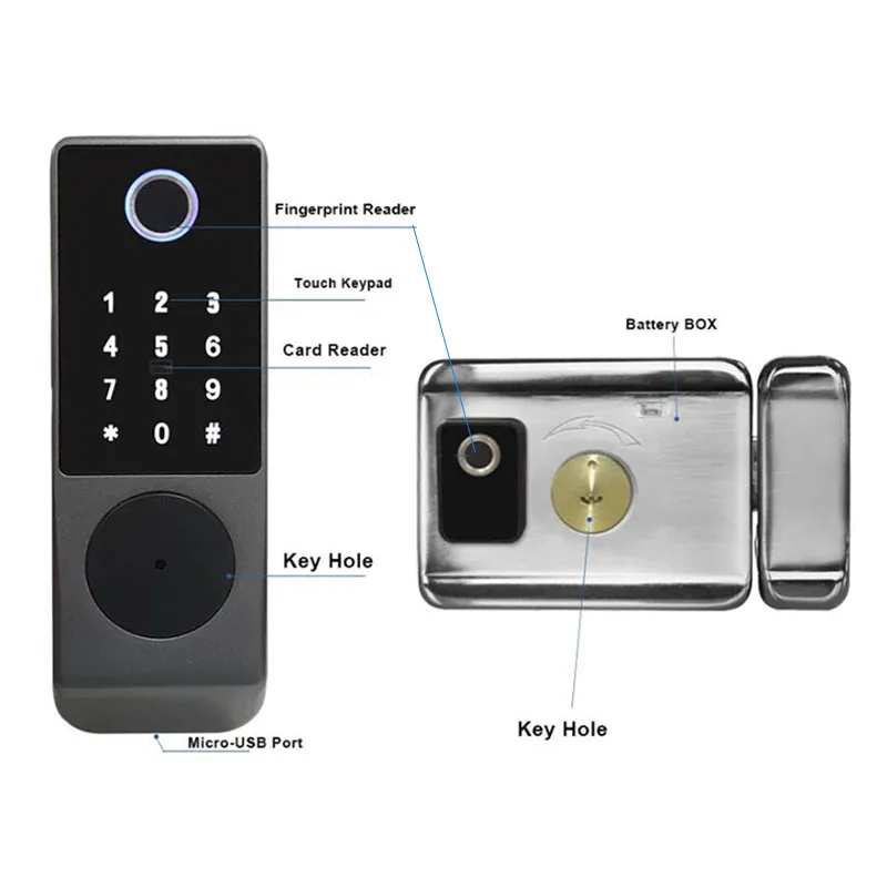 Exterior Front Door Lock Optional TTLOCK Bluetooth Cerradura Inteligente Waterproof Electronic RIM Lock