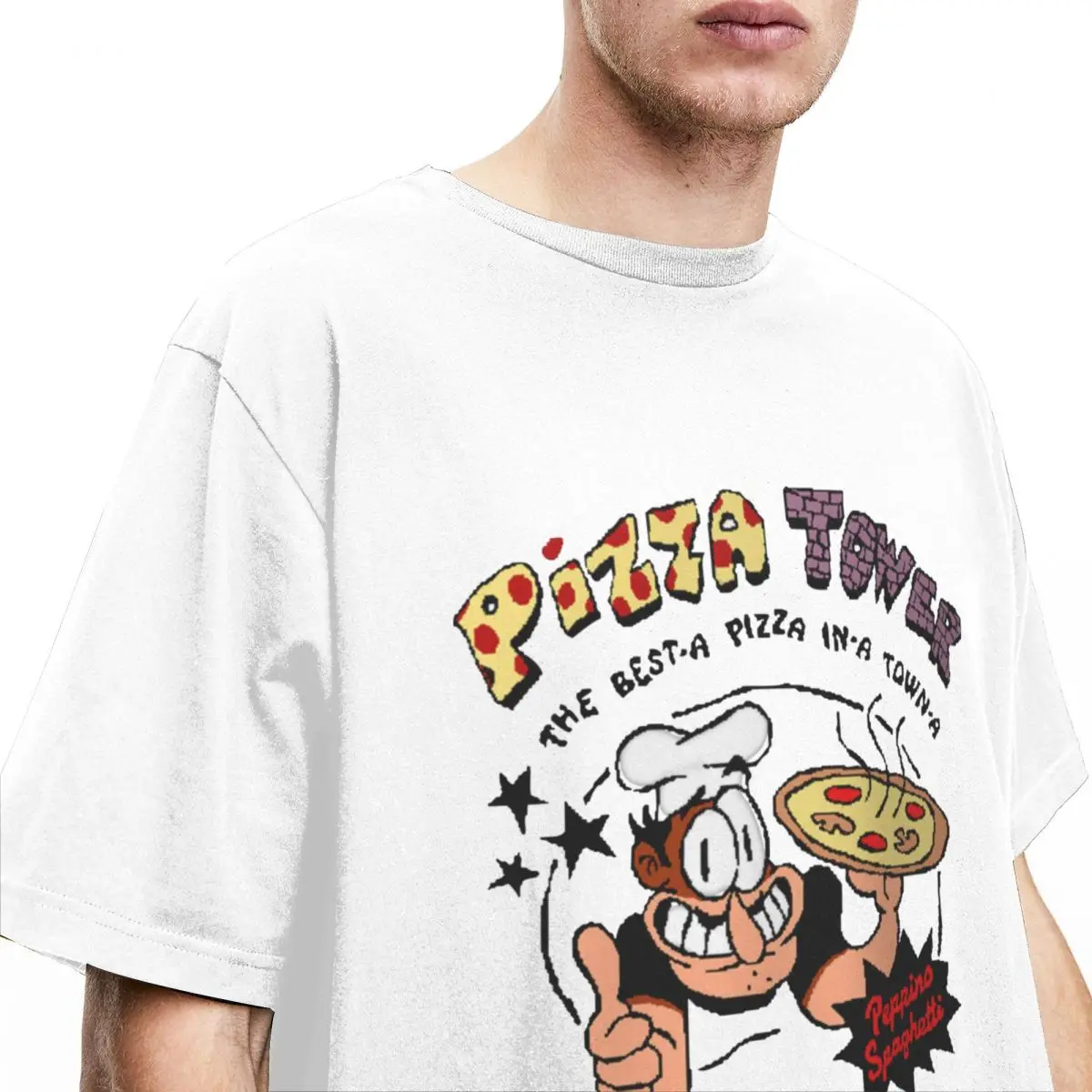 Pizza Tower Games Shirt Stuff for Men Women Cotton Humorous O Collar chef and pizza T-Shirts Short Sleeve Tops Christmas Present