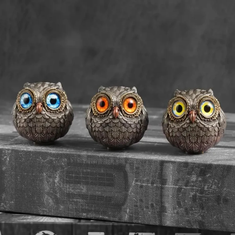 Vintage Miniature Owl Guardian Statue Resin Bird Figurine Home Decor Ideal Gift for Owl Lovers Perfect Room Decor view 4