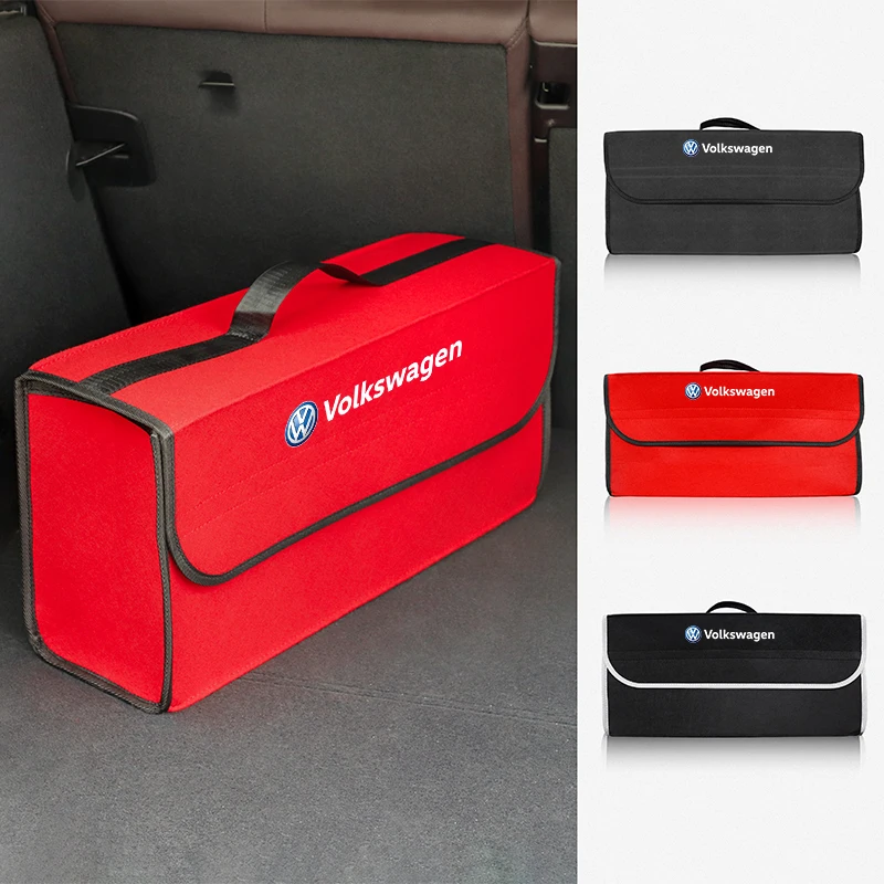 Car Trunk Storage Bag Felt Cloth Organizer Tidying Box For VW GTI Polo Golf Passat Tiguan Arteon Touareg Taigo Caddy Jetta Beetl