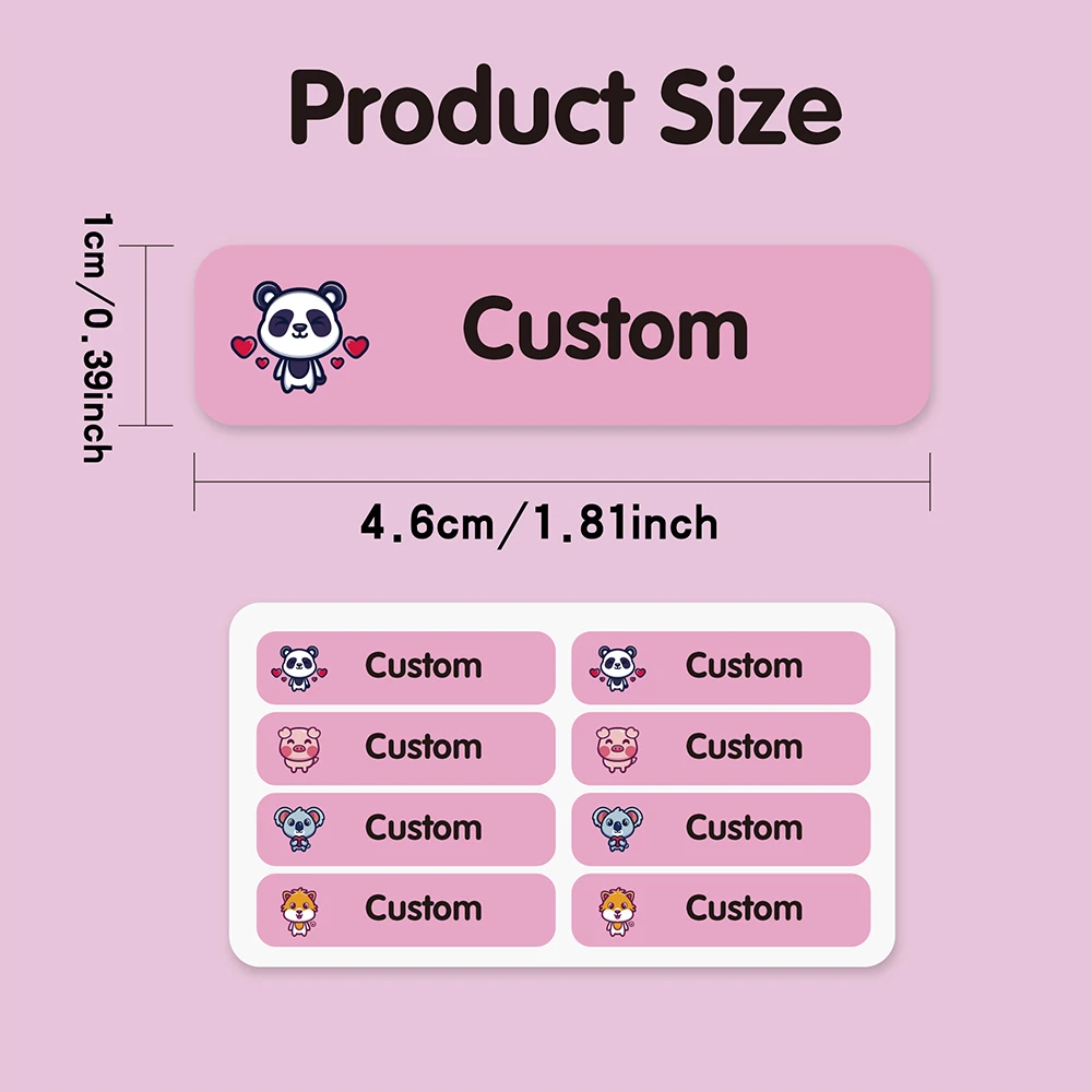 42/84pc animals Customized Name Stickers Personalized Tag Pencil Label Water Cup Label For School Stationery, Books, Water Cups