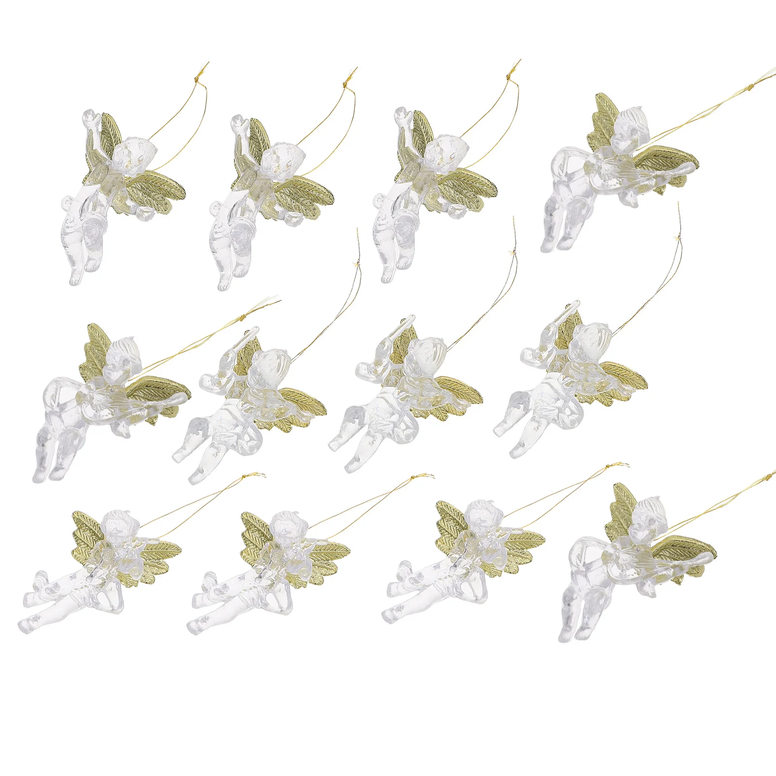 

12Pcs Angel Ornaments Xmas Tree Decors Transparent Decorative Pendants for Festival Photography Props Gifts Angel Ornaments