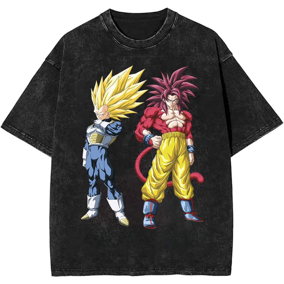 2026 Summer Dragon Ball Vintage T-Shirt 100% Cotton Heavyweight Washed Unisex Anime Vegeta & SSJ4 Goku Graphic Retro New view 3