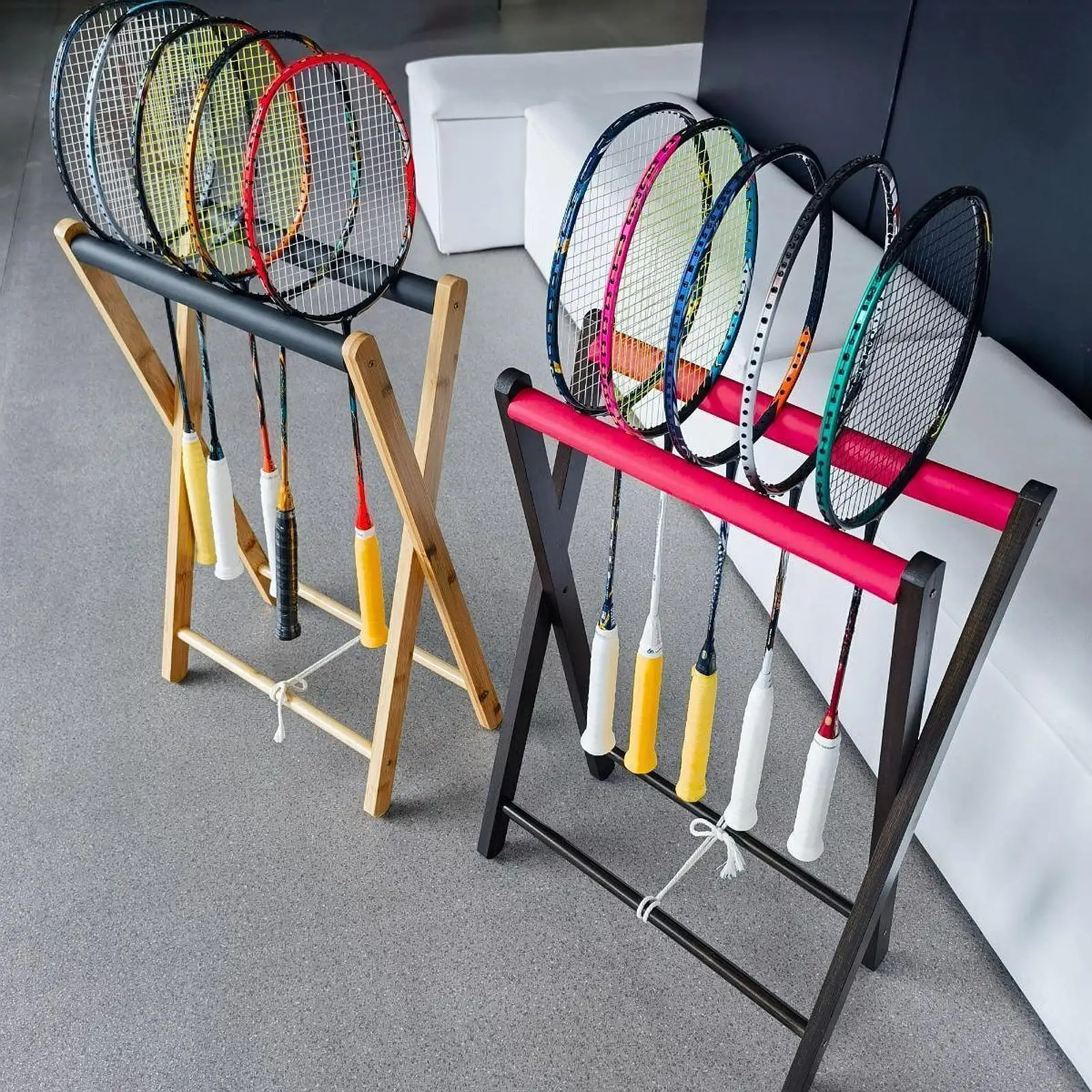 Badminton Racquet Storage Rack Shelf Sturdy Multifunctional Stable Tennis Racket Holder Storage Stand for School Garages Home