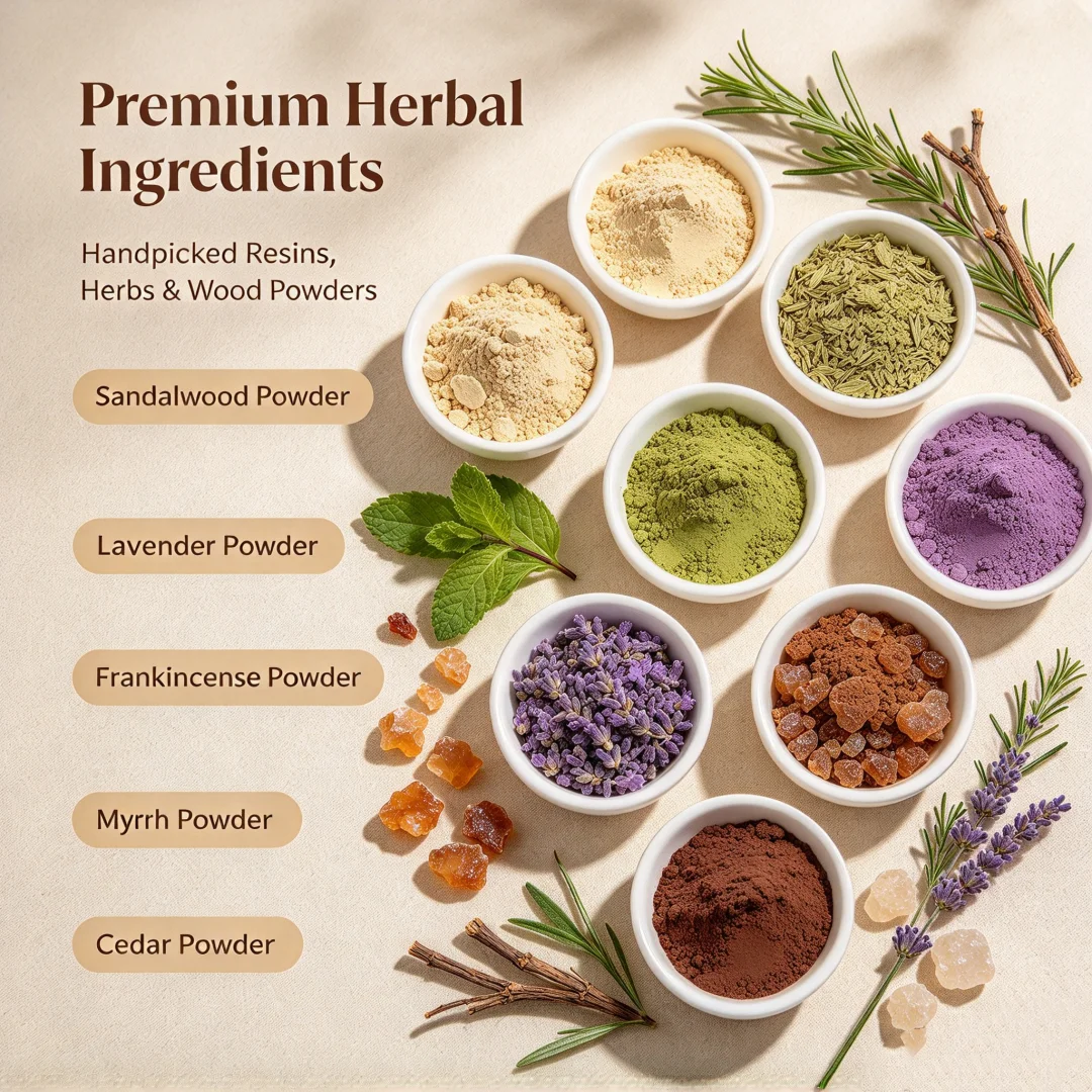 Natural Incense Powder Sandalwood Frankincense Myrrh Mugwort Cedar Lavender for Yoga Meditation Home Aromatherapy Incense Making
