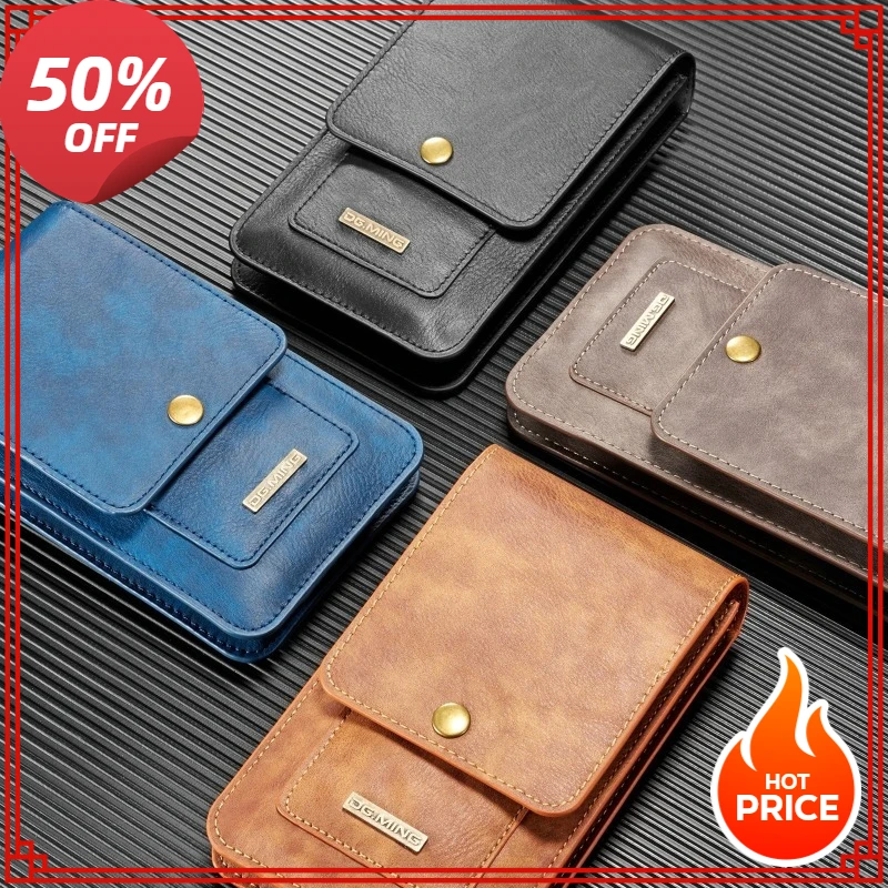 

Leather Pouch Belt Clip Magnetic Phone Case for Samsung 5.5 Inch 6.5 Inch Phone Fall Prevention Closure Waist Bag