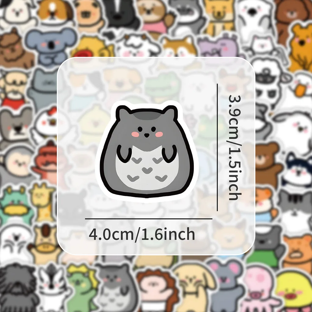 100 Pcs Hand-Drawn Cute Animal Graffiti Stickers - Waterproof Decals for Journals & Phone Cases RecordingYourLife Store