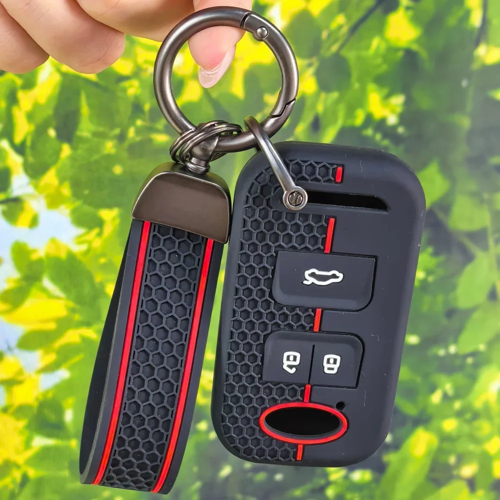 3 Buttons Silicone Keyless Protector Holder Keychain for Chery Tiggo 8 5X 4 7 3 Glx Arrizo Car Key Fob Cover Case Accessories