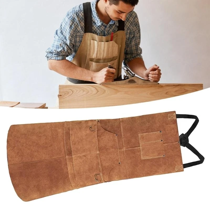 Long Lasting Welding Apron Offers Full Coverage from Chest to Knees for Welders Craftsmen Easy Tool Storage and Access