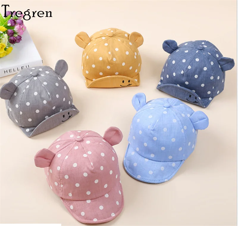 

Tregren Fashion Baby Hat Dot Pattern Sun Hat With Ears Summer Girls Boys Newborn Photography Props 8-20 Months