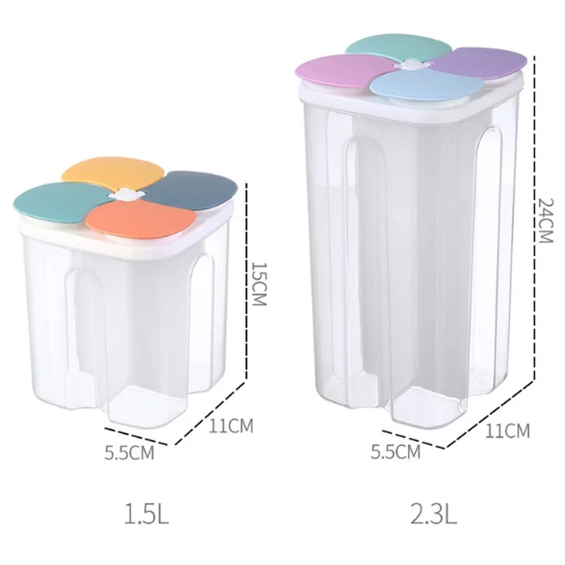 Sealed Jars Kitchen Grain Storage Organizer 4 Grids Plastic Moisture-proof Storage Box Household Spaghetti Keep Fresh Box