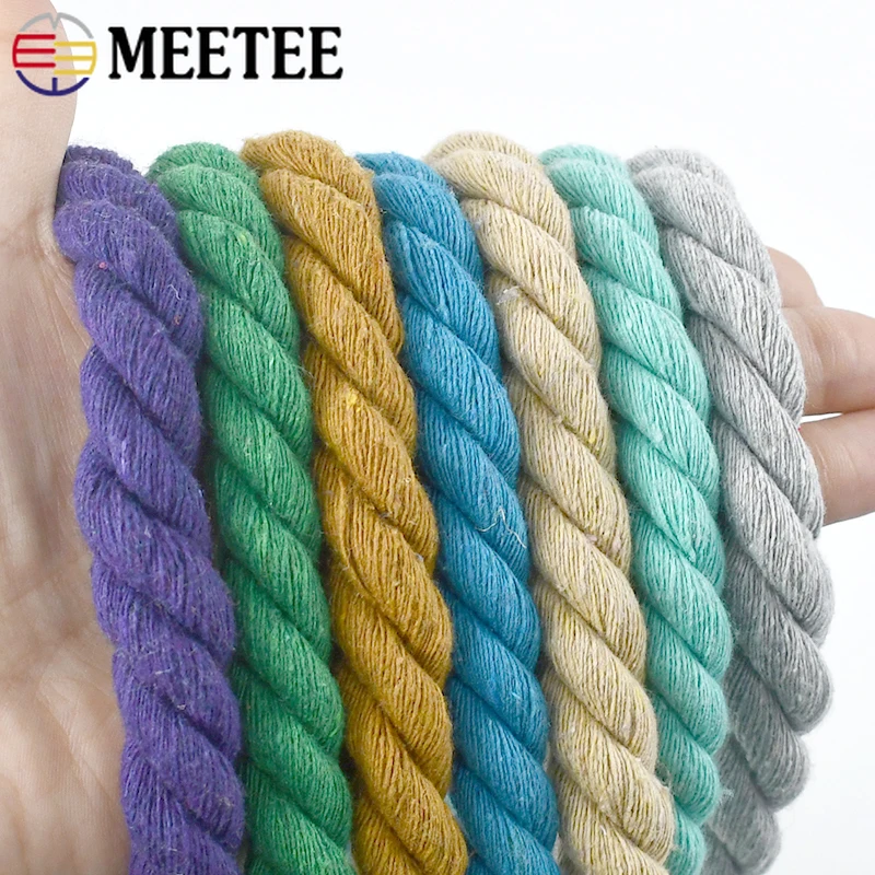 1–5 Meter, 12 mm, 3 Stränge, gedrehtes Baumwollseil, gewebtes Geflecht, Taschenschnüre, Heimdekoration, Kordelzug, Seile, DIY-Nähzubehör
