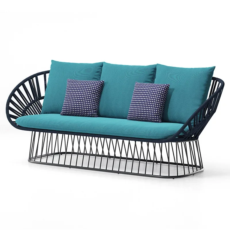 Outdoor courtyard sofa simple villa hotel high back chair open-air garden outdoor rattan furniture
