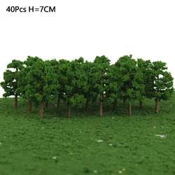 40Pcs Model Trees Train Railroad Micro Landscape Layout Diorama Scale Tree 7cm Decorate Building Model Roadway For Gift