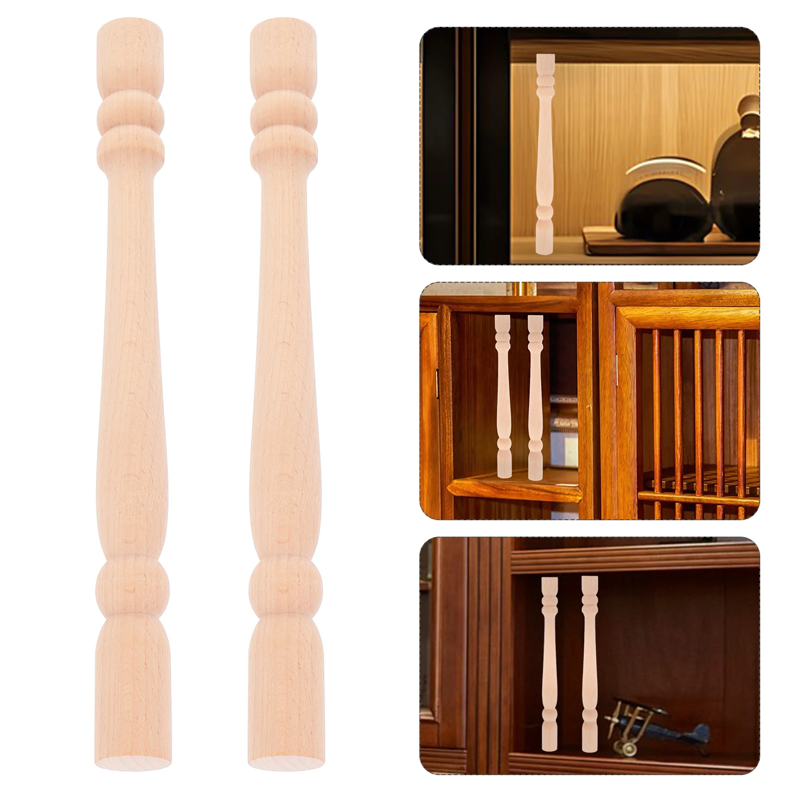 2 Pcs Solid Wood Decorative Pillars Wooden Leg Furniture Accessory Staircase Spindles Toy House