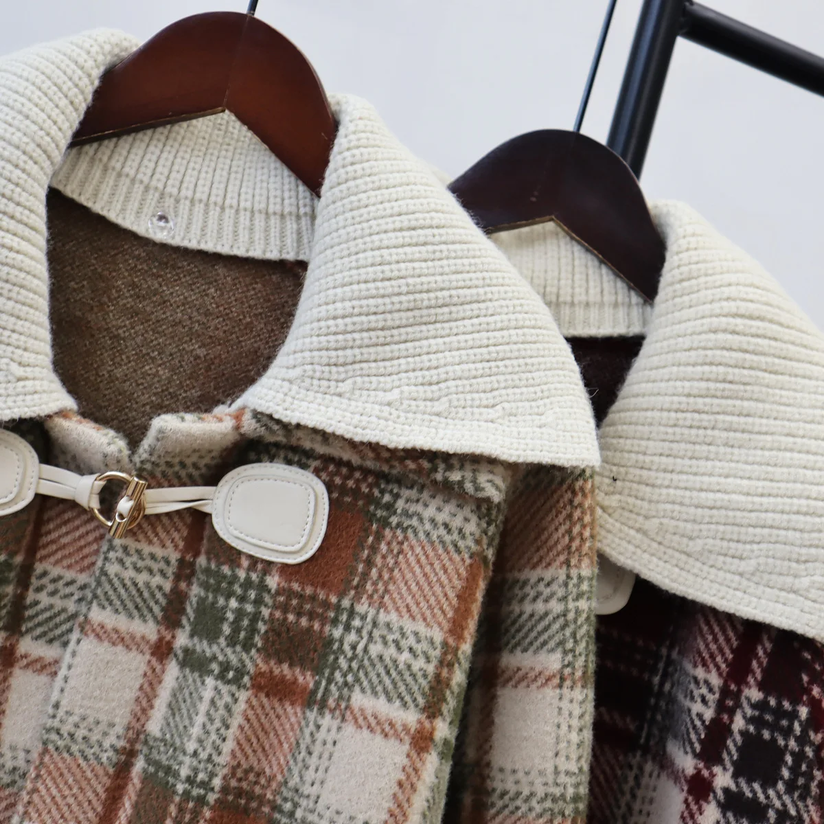 Cardigan Women Coats Sweaters Plaid Turn Down Collar Wool Coat Y2k Streetwear Elegant Splice Knit Open Stith Autumn Winter