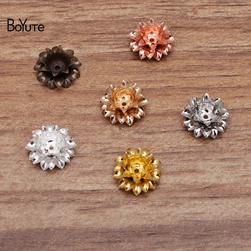 BoYuTe (100 Pieces/Lot) 11*5MM Three-Layer Metal Brass Flower Materials Diy Handmade Jewelry Accessories