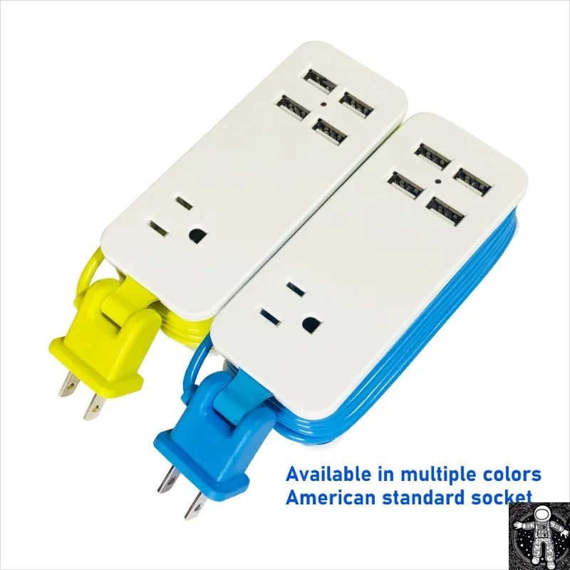 

Portable Travel Socket with 4 USB Ports and 1 AC Outlet in Multiple Colors