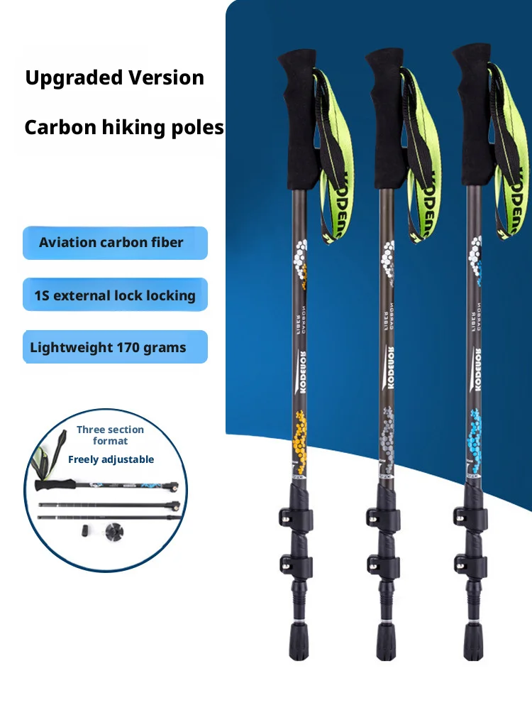 

1pc portable Carbon Fiber Collapsible Telescopic Sticks Lightweight Walking Hiking Stick Climbing Stick