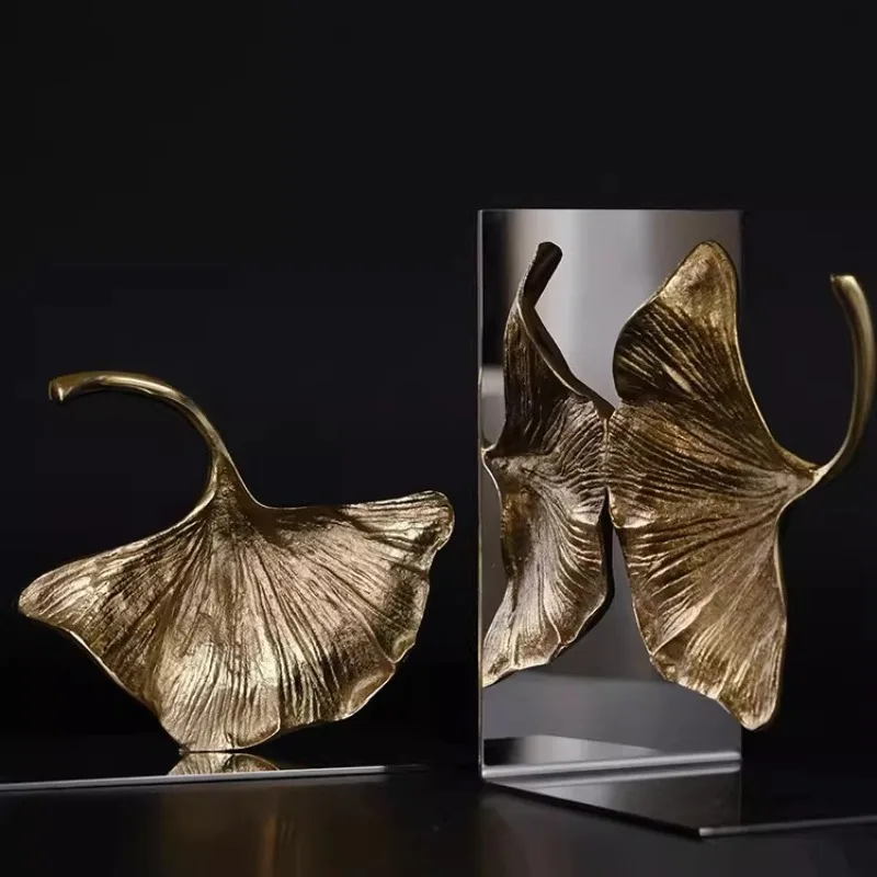 Handcrafted Ginkgo Bookends, Golden Scholar's Wealth Bookend Pair, Artistic Desktop Decor & Study Room Accessory