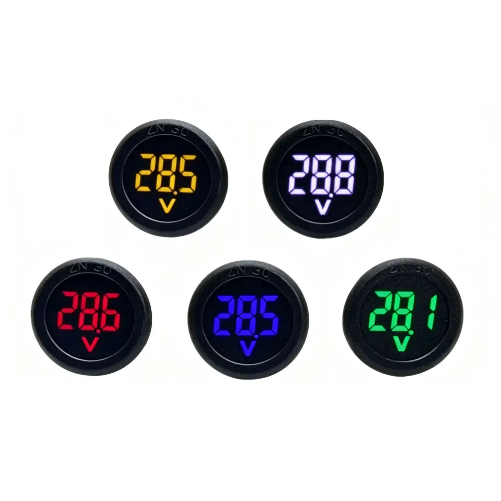 DC 4V-100V LED Digital Display Circular Two-wire Voltmeter DC Digital Voltmeter Head Display Reverse Connection Protection