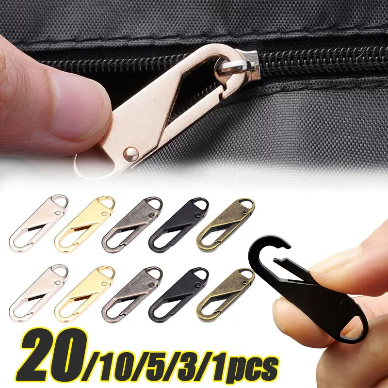 20 Pcs Zipper Slider Puller Instant Zipper Repair Bag Replacement Bad Buckle Travel Bag Suitcase Zipper Head DIY Sewing Craft